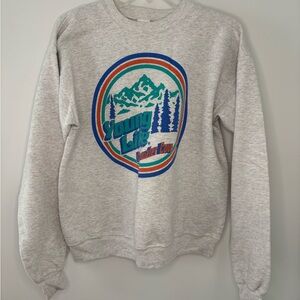 Hanes Gray Crewneck Sweater with Mountain Design